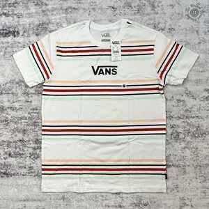 NWT Vans Men's Small Fruit Party Stripe T-Shirt White Multicolor MSRP $35